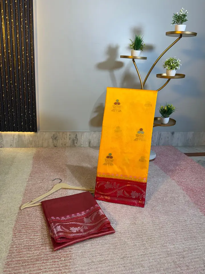 Chanderi Contrast Border Meenakari, photograph 1 of 4
