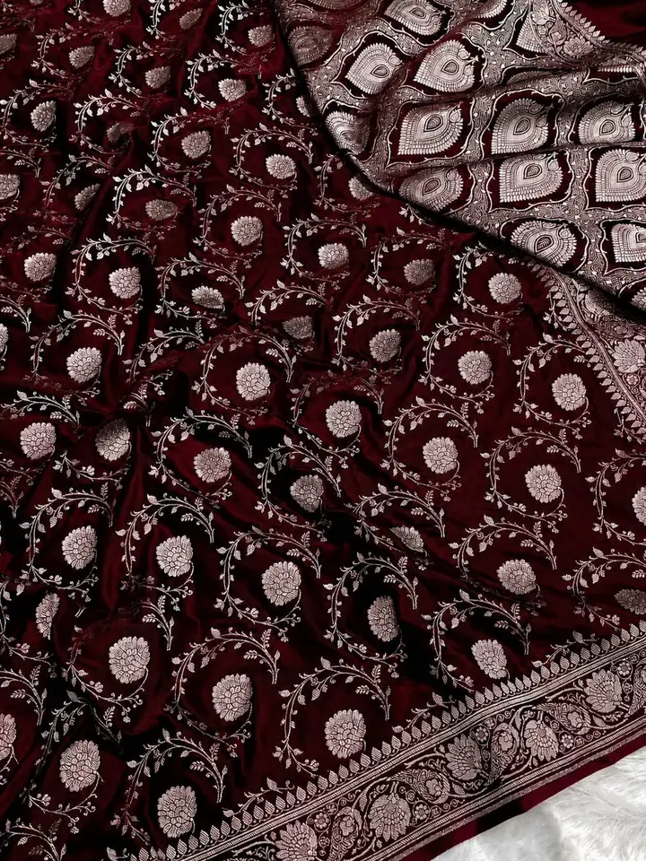 Banarasi Satin Allover Floral Jaal, photograph 1 of 12